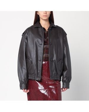 Blazé Milano Ebony Leather Bomber Jacket - Gray