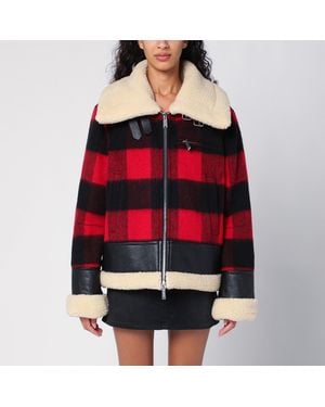 DSquared² Red/black Chequered Jacket In Wool