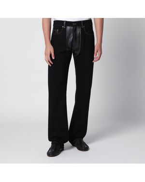 Versace Jeans Mit Geradem Bein Aus Denim Und Leder - Schwarz