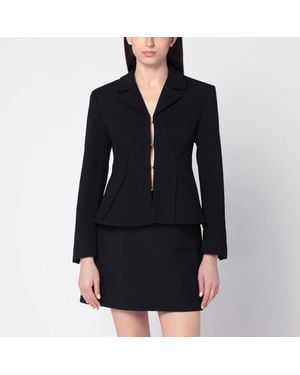 Ganni Jacket In Crêpe - Black