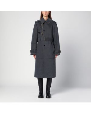 トレンチコート BURBERRY LONG ASH-COLOURED COTTON AND NYLON TRENCH COAT Burberry Long Nylon Trench Coat - LABELS