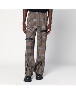 Burberry Cargo Trousers Check Pattern - Grey