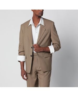 Saint Laurent Single-Breasted Wool And Mohair Jacket - Brown