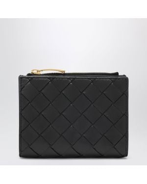 Bottega Veneta Small Intrecciato Bi-Fold Wallet - Black