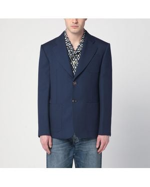 Valentino Blue Single-breasted Wool Jacket