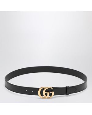 Gucci Cintura nera con fibbia doppia gg - Metallizzato