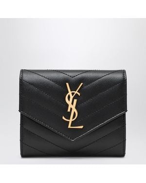 Saint Laurent Tri-Fold Cassandre Wallet - Black