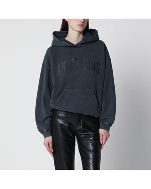 Anine Bing Washed Hoodie With Distressing - Blue