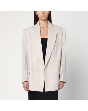 Victoria Beckham Pumice-Coloured Double-Breasted Jacket - Natural