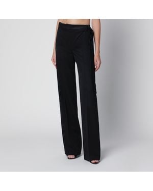 The Attico Virgin Wool Tuxedo Trousers - Black