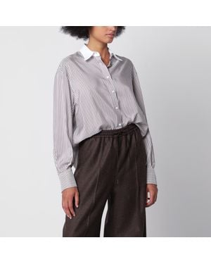 Brunello Cucinelli And Cabernet Striped Silk Shirt - Grey