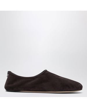 The Row Stellene Moka Goat Suede Slippers - Brown