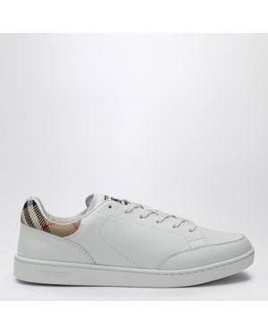 Burberry Set Sneakers In Leather And Check - White