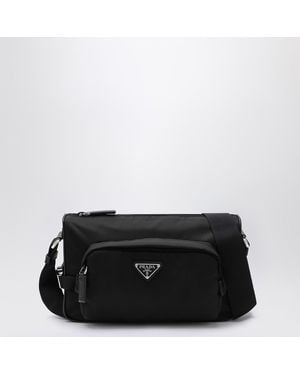 Prada Medium Crossbody Bag In Re-nylon And Saffiano - Black