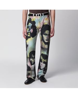 Versace Straight Jeans With The Party Print - Multicolour