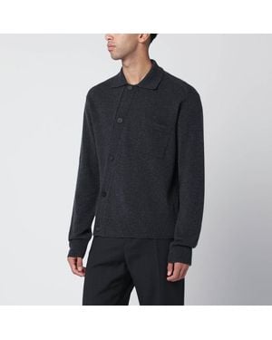 Jacquemus Dark Wool And Cashmere Cardigan - Black