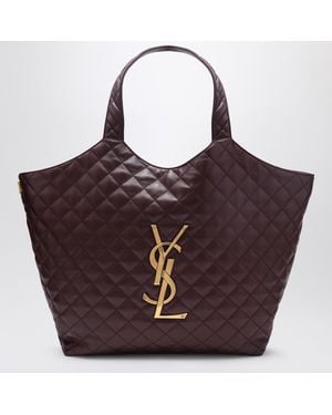 Saint Laurent Icare Oversized Quilted Leather Shopping Bag - Red