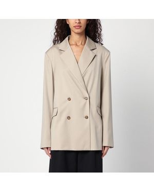 Loulou de Saison Giacca doppiopetto beige in lana vergine - Neutro