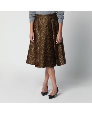 Prada Gonna Verde Militare Con Motivo Floreale - Multicolore