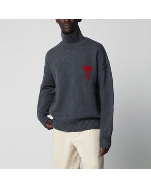 Ami Paris Turtleneck Sweater Ami De Coeur - Blue