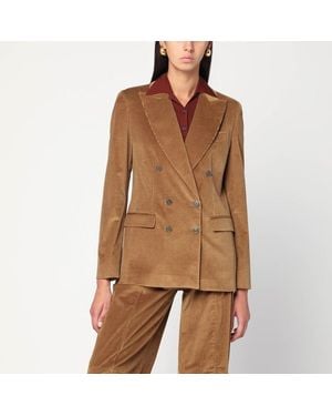 Etro Double-Breasted Velvet Jacket - Brown