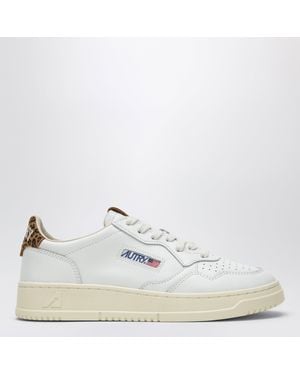 Autry Sneakers Medalist Low En Cuir Blanc/Imprimé Léopard