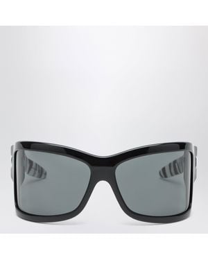 Bottega Veneta Sunglasses With Zebra-Patterned Temples - Black