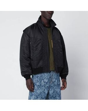 Brain Dead Schwarze Nylon-Bomberjacke Mit Reißverschluss