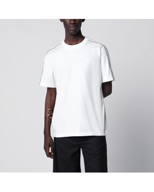 Burberry Cotton T-Shirt With Check Trim - White