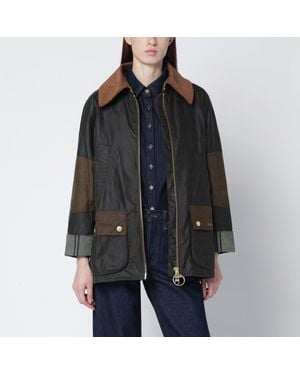 Barbour Allerston Waxed Jacket In Olive Color-block - Black