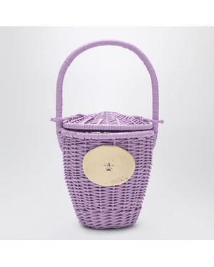 Patou Lilac Wicker Bucket Bag - Purple