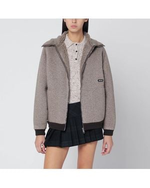 Miu Miu Blouson color corda in pile - Grigio