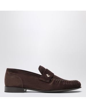 Jimmy Choo Ellis Suede Leather Loafers In Chocolate - Brown