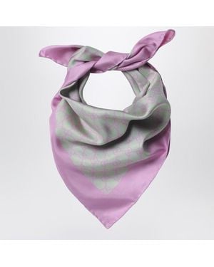 Gucci Foulard in twill di seta verde acqua/rosa - Viola