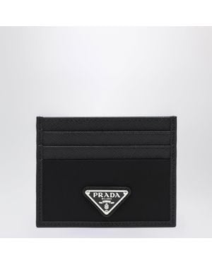 Prada Triangle-Logo Leather Wallet - Black
