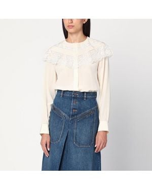Chloé Ivory Crêpe Shirt - Blue