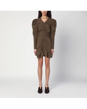 Isabel Marant Briali Mini Dress With Khaki Zip - Green