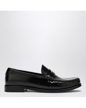 Saint Laurent Mocassin En Cuir Avec Monogramme - Noir