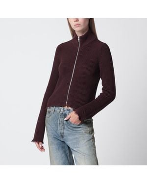 MM6 by Maison Margiela Cardigan Mit Reißverschluss Aus Rippstrick - Lila