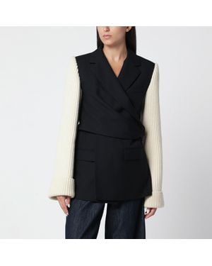 Dries Van Noten Jacket With Ribbed Knit Sleeves - Black