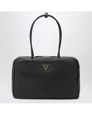 Prada Grand Sac Bowling En Cuir - Noir