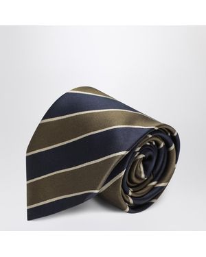 Saint Laurent Multicoloured Striped Silk Tie - Black