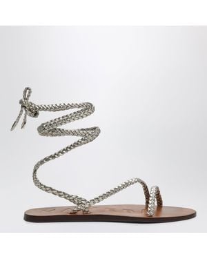 Manebí Platinum Leather Sandals - Metallic
