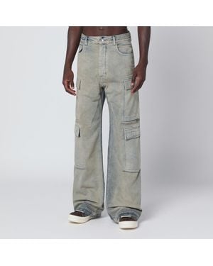 Rick Owens Pearl-Colored Vintage-Effect Cargo Jeans - Grey