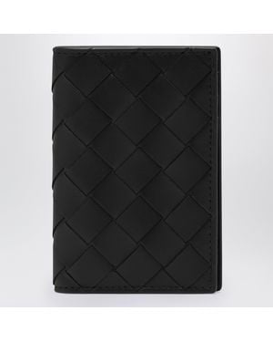 Bottega Veneta Schwarzes Kartenetui Aus Intrecciato Mit Klappe