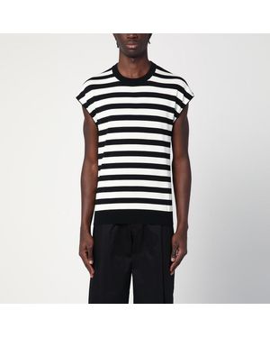 Dolce & Gabbana Sleeveless Kimono-Style Striped Jumper - Black
