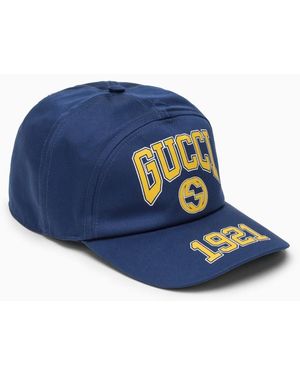 Gucci Baseballkappe Aus Baumwolle Mit Print - Blau