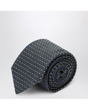 Ferragamo Dark Printed Silk Tie - Grey