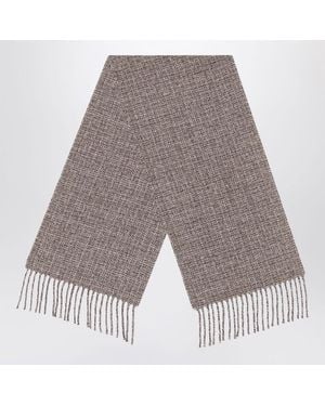 Loro Piana Écharpe Moulin En Tweed Marron - Gris