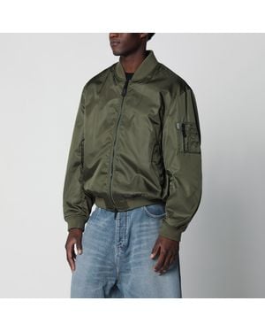 Balenciaga Khaki Nylon Zip-Up Jacket - Green